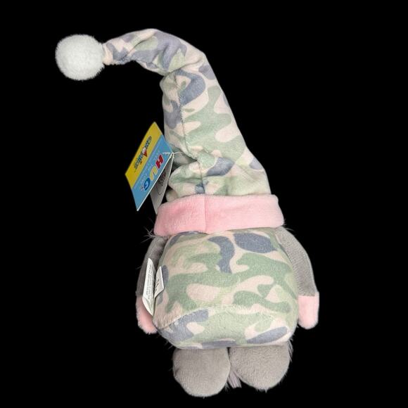 HUG Gnomies Harper Plush Gnome 7.5 in Camo Hat Pink Beard NWT Sand Bag - Picture 6 of 9